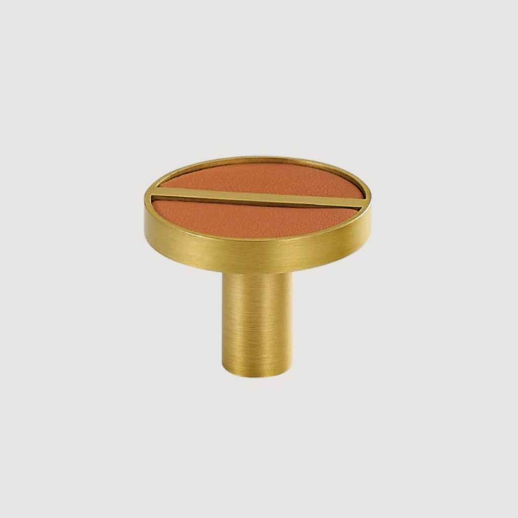 Knop 1076 | Messing + Læder | Tan