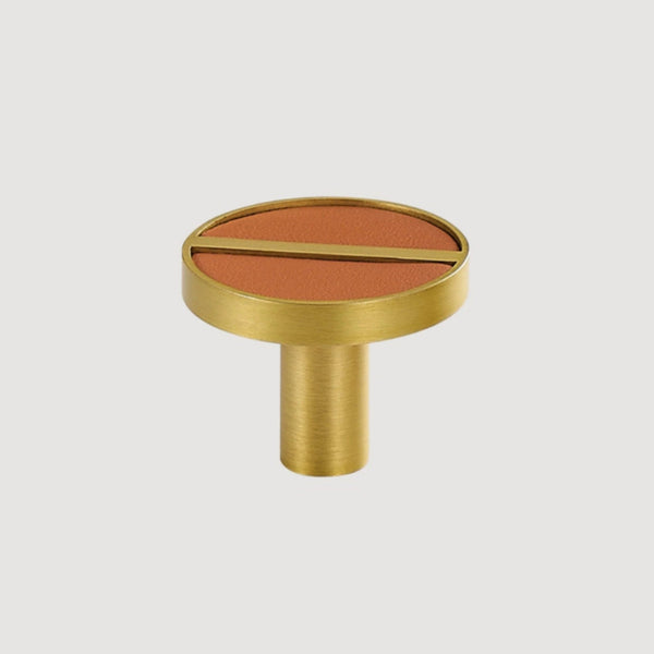 Pomolo 1076 | Ottone + Pelle | Tan