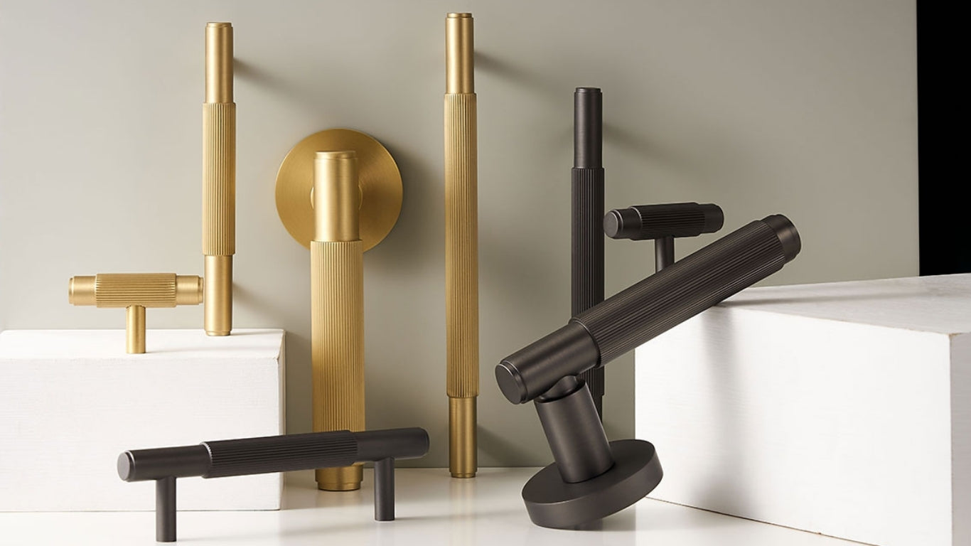 Poignée de porte 308A-233 | Cannélé | Laiton