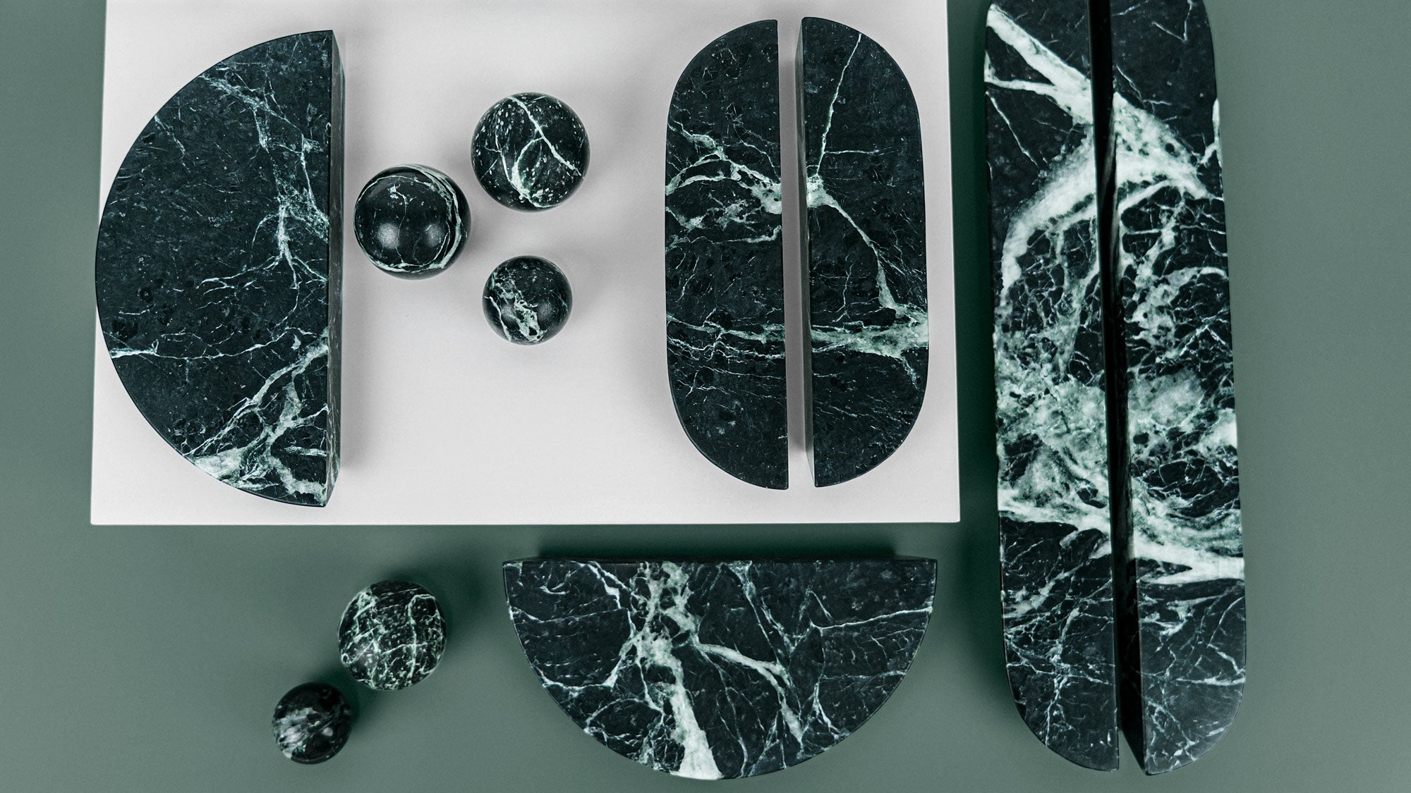 Handle DR102 | Marble | Green Flower (SET)