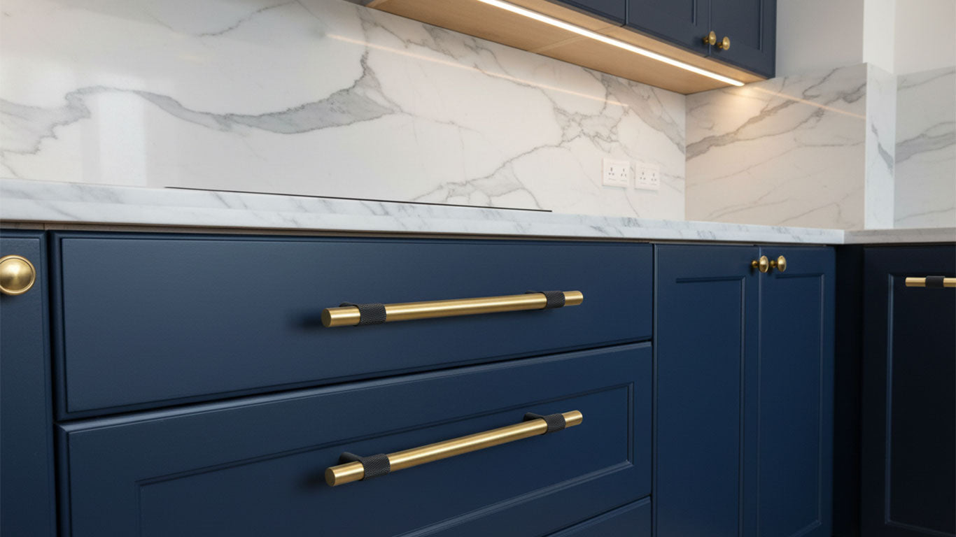 Håndtak 3104 | Riflet | Messing + Sort